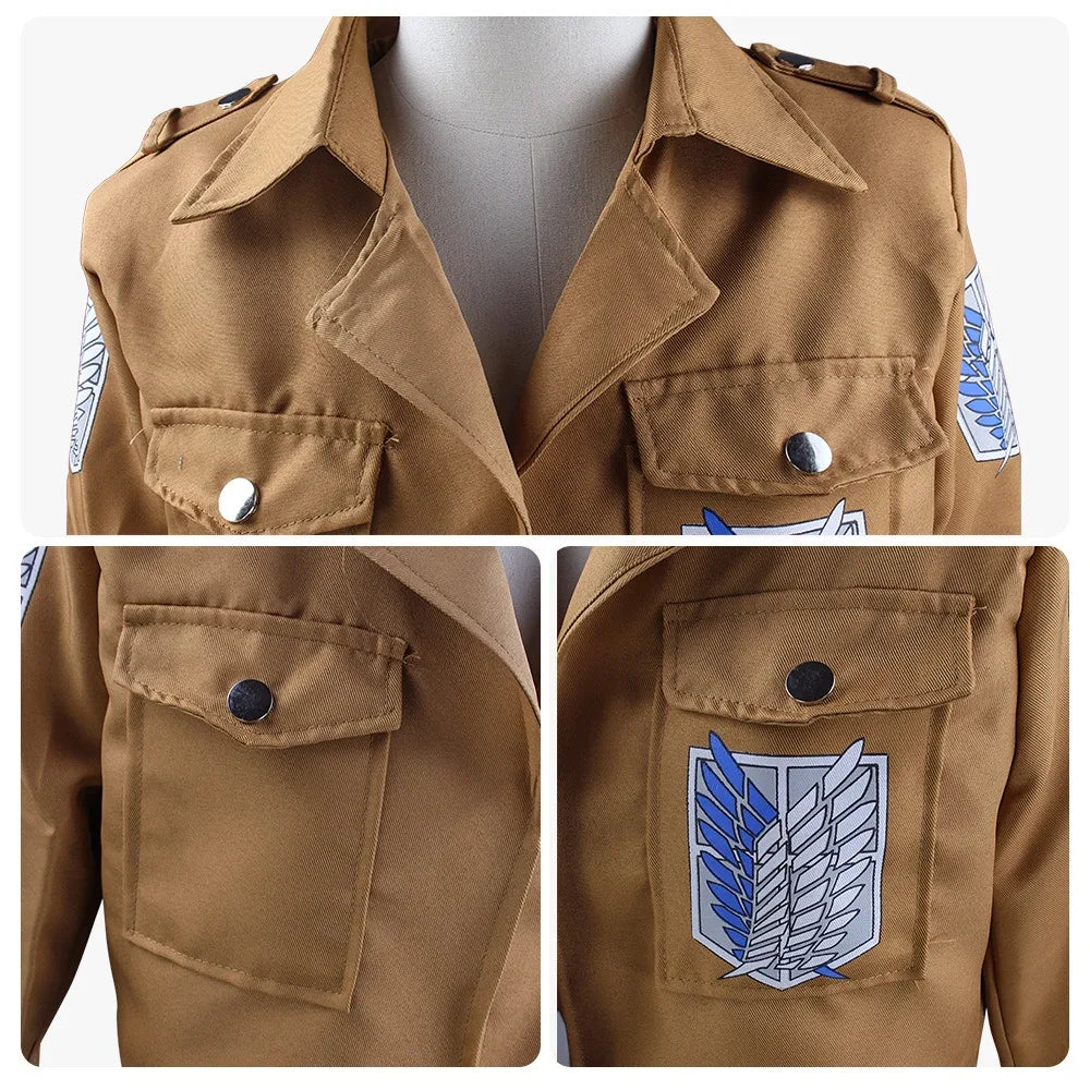 Fantasia Attack on Titan – Levi, Mikasa, Eren ou Hange | Kit Completo com Peruca