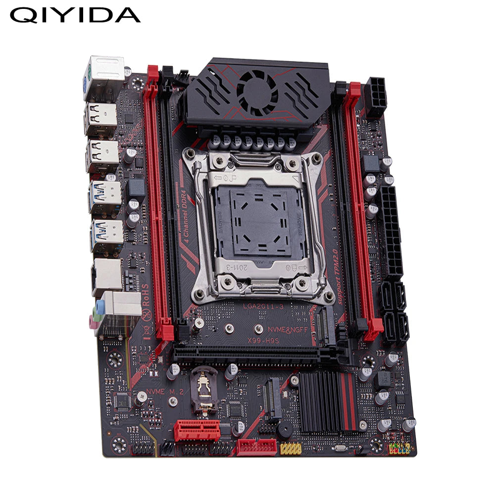 Kit Placa-Mãe QIYIDA X99 H9S com Xeon E5 2630 V4, DDR4 16GB, NVME M.2 e TPM 2.0