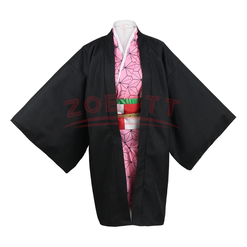 Fantasia Kamado Nezuko Cosplay – Demon Slayer | Kimono para Meninas e Adultos