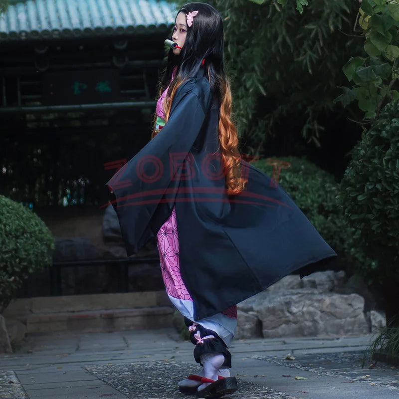 Fantasia Kamado Nezuko Cosplay – Demon Slayer | Kimono para Meninas e Adultos