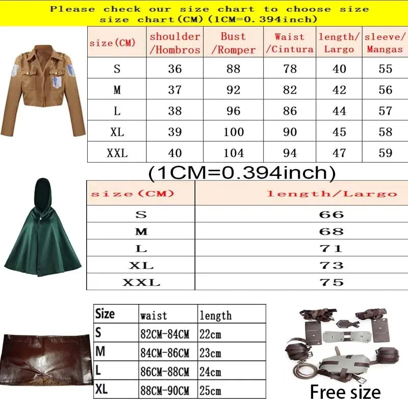 Fantasia Attack on Titan – Levi, Mikasa, Eren ou Hange | Kit Completo com Peruca