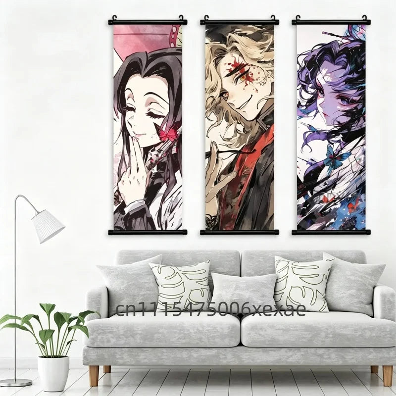 Demon Slayer – Pôster Canvas Scroll para Parede | Inosuke, Zenitsu, Nezuko e mais