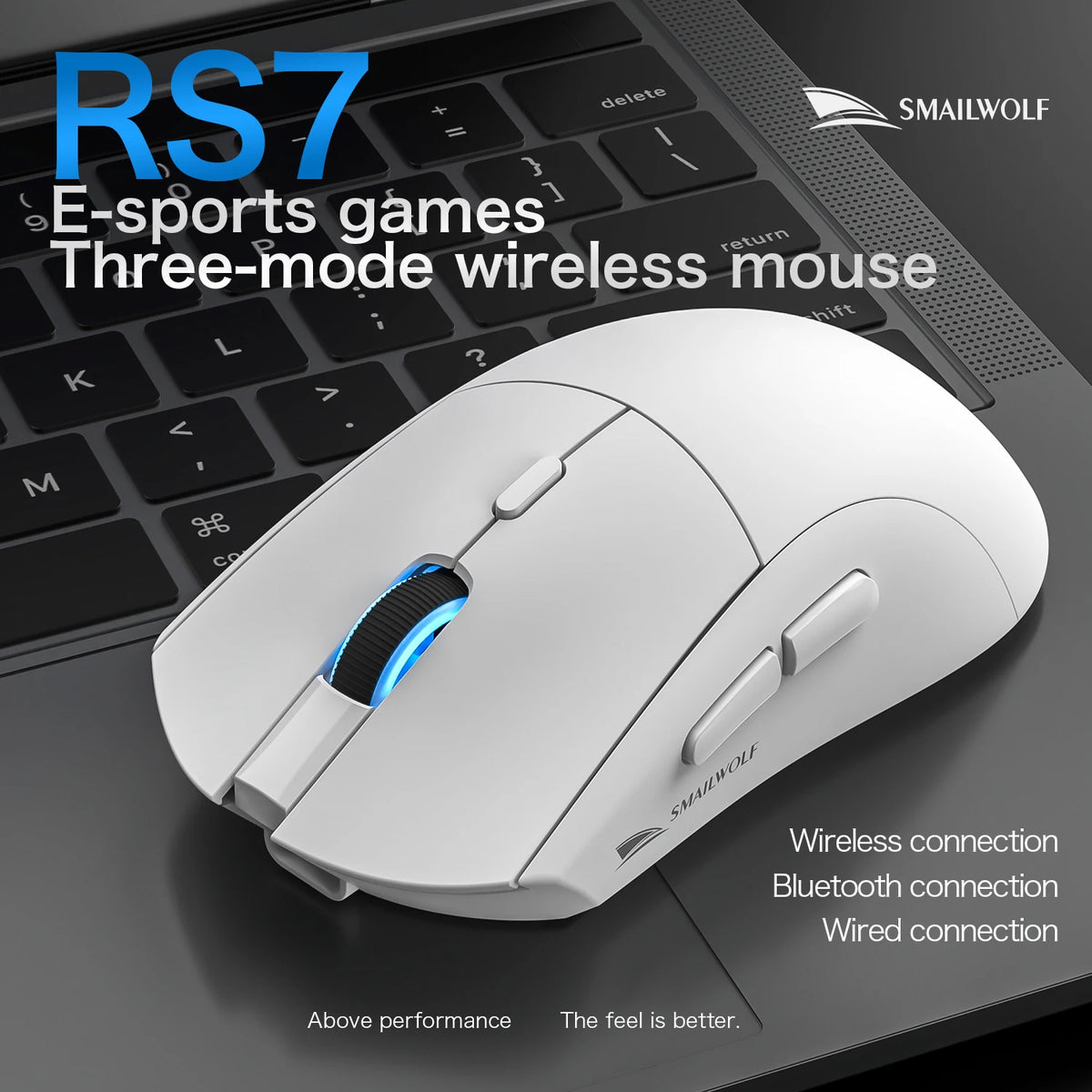 Mouse Gamer Sem Fio SMAILWOLF RS7 Bluetooth – 20000 DPI, PAW3311, Macro | Notebook e Desktop