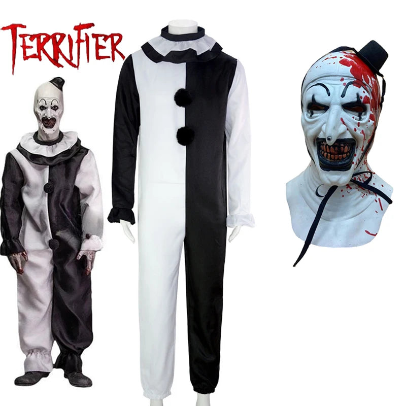 Fantasia Art The Clown Terrifier 2 – Macacão + Máscara de Látex para Halloween