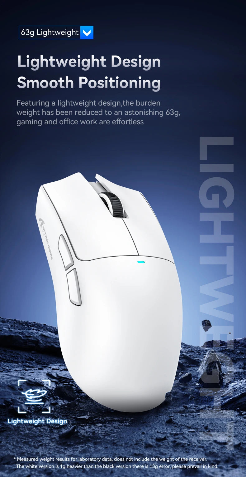 Mouse Gamer Attack Shark X11 Sem Fio Bluetooth 3 Modos – RGB, PAW3311, Carregamento Magnético