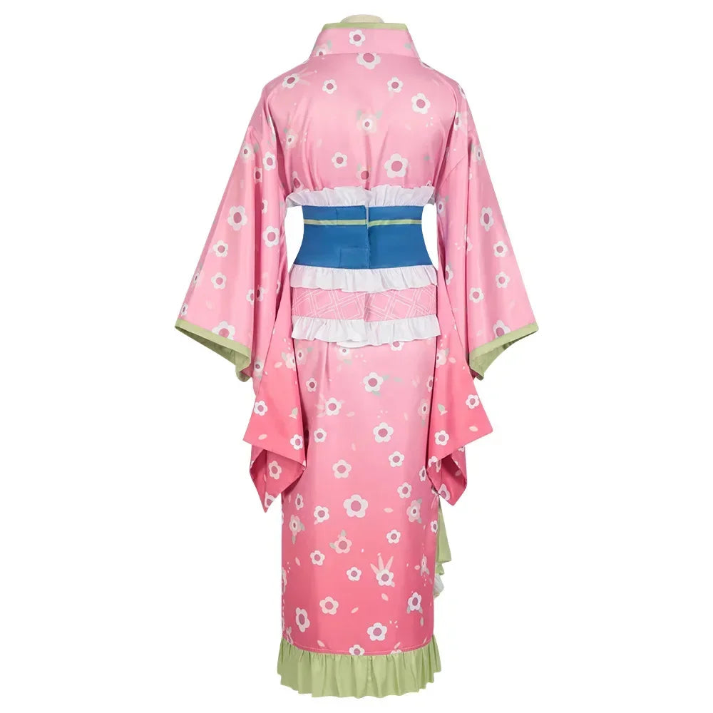 Fantasia Kanroji Mitsuri – Demon Slayer | Kimono Rosa Completo com Peruca Opcional