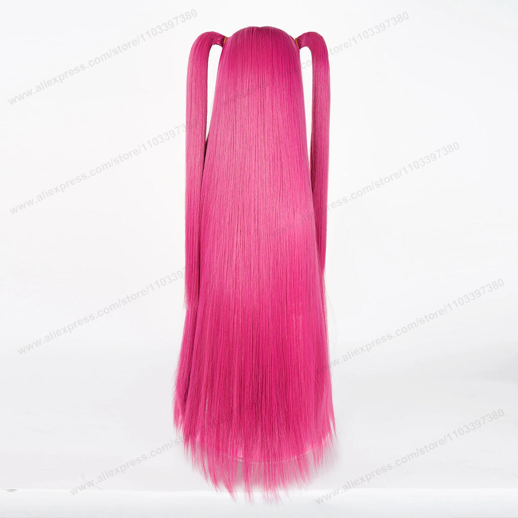 Peruca Cosplay Sintética Mira – 90cm Longa Vermelha Rosa | Resistente ao Calor