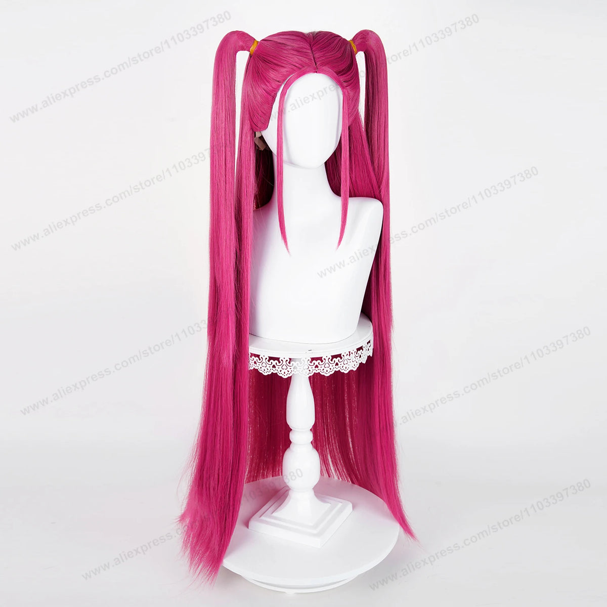 Peruca Cosplay Sintética Mira – 90cm Longa Vermelha Rosa | Resistente ao Calor