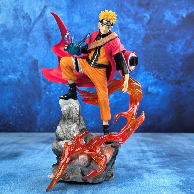 Boneco Colecionável Naruto 23cm Bandai – Uzumaki Naruto e Uchiha Sasuke | Estátua PVC, Enfeite de Mesa