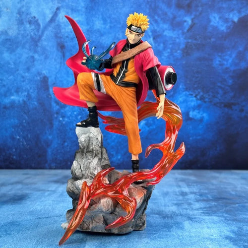 Boneco Colecionável Naruto 23cm Bandai – Uzumaki Naruto e Uchiha Sasuke | Estátua PVC, Enfeite de Mesa
