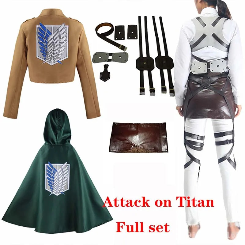 Fantasia Attack on Titan – Levi, Mikasa, Eren ou Hange | Kit Completo com Peruca