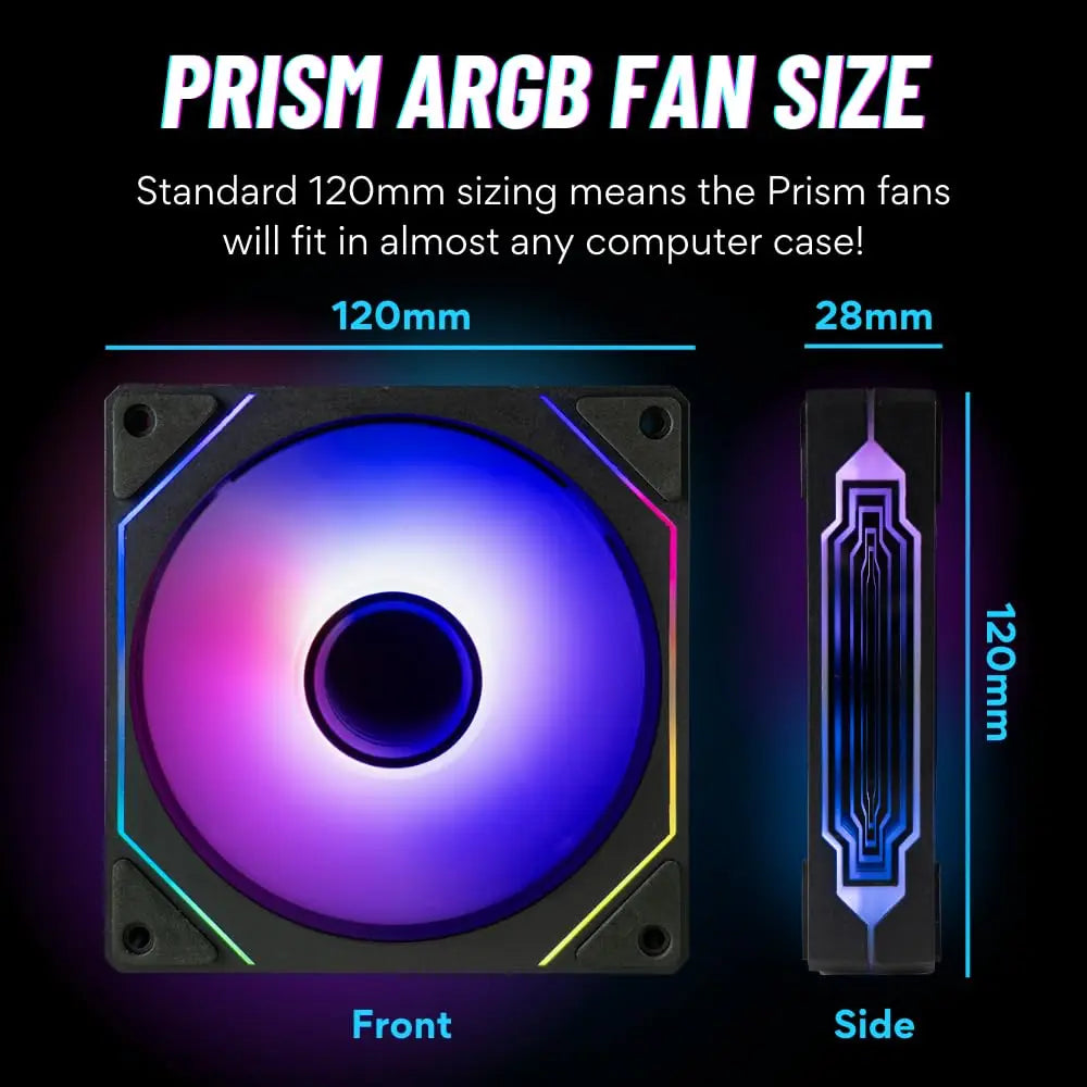 Cooler Fan PRISM 4 PRO ARGB 120mm para Gabinete – 4 Pinos PWM, Silencioso, Efeito Espelho