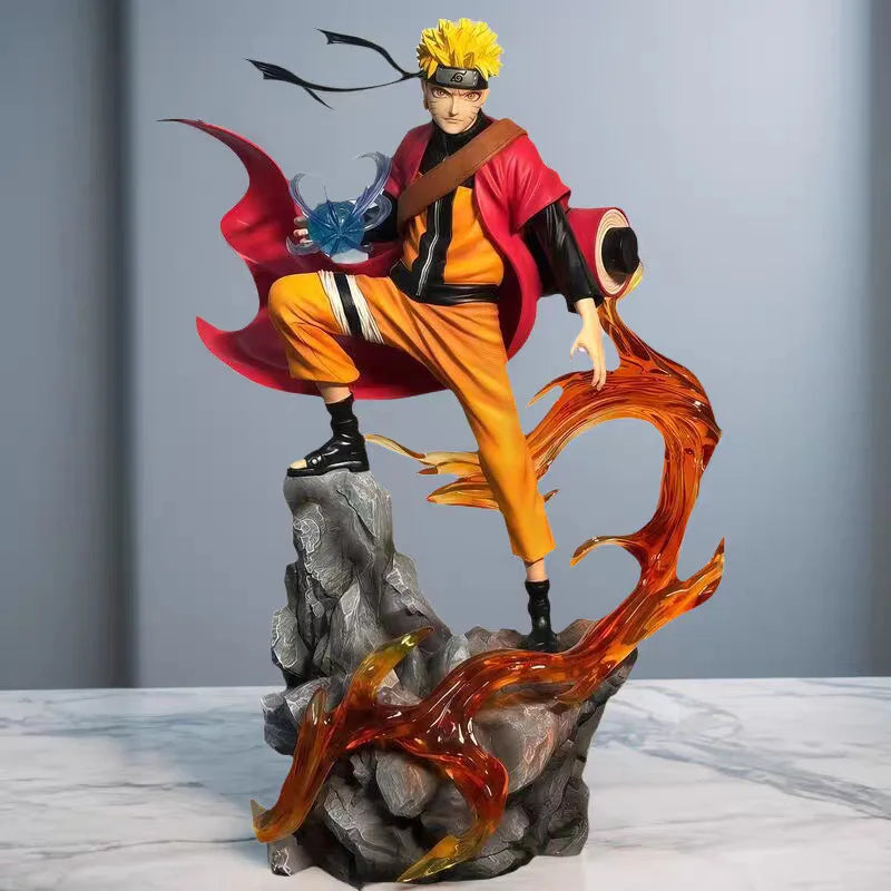 Boneco Colecionável Naruto 23cm Bandai – Uzumaki Naruto e Uchiha Sasuke | Estátua PVC, Enfeite de Mesa