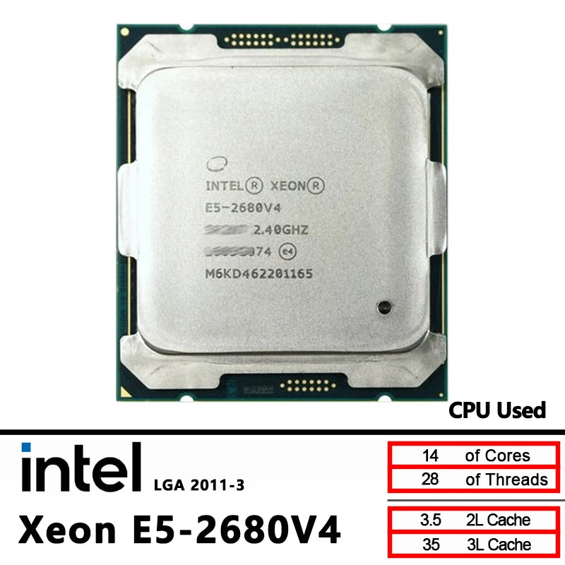 Processador Intel Xeon E5-2680 V4 – 14 Núcleos, 2.4GHz, LGA 2011-3 | Usado