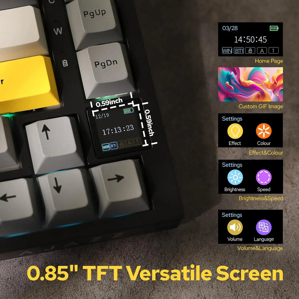 Teclado Mecânico Sem Fio AJAZZ AK820 Pro – Bluetooth 5.1, 2.4G, USB-C, RGB, Hot Swap, Gasket Mount