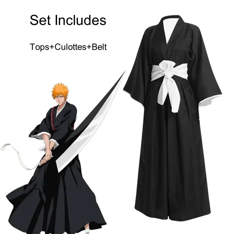 Fantasia Kurosaki Ichigo Cosplay – Bleach | Kimono Shinigami Mugetsu/Tensa Zangetsu