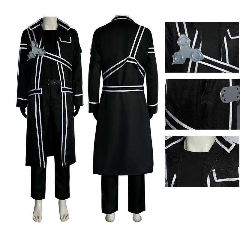 Fantasia Kirito Cosplay – Sword Art Online | Jaqueta, Camisa e Calça para Halloween