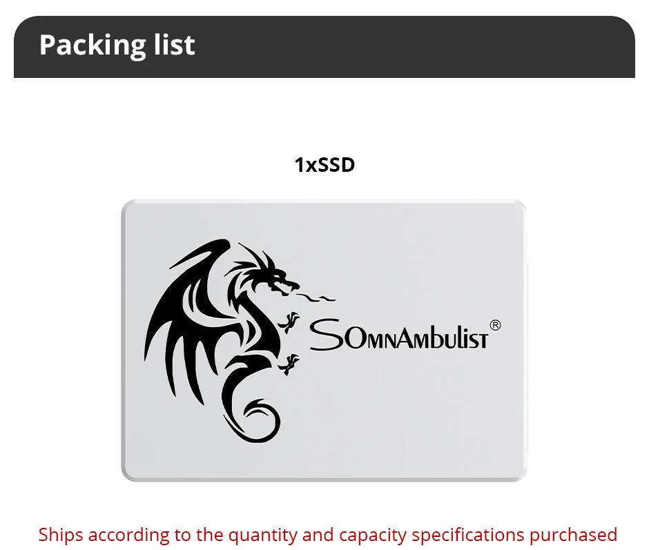 SSD SomnAmbulist 2.5" – Drive de Estado Sólido para Notebook e Desktop | SATA3 64GB 128GB 256GB 512GB