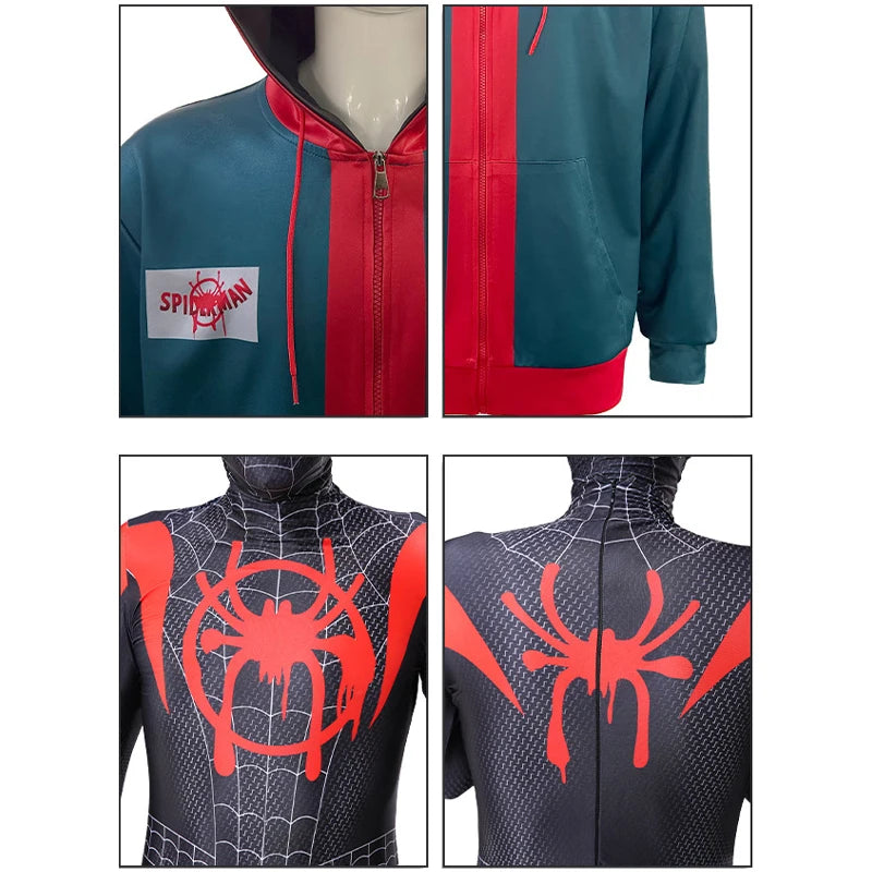 Fantasia Miles Morales Spider-Man – Across the Spider-Verse | Kit Completo Adulto e Infantil