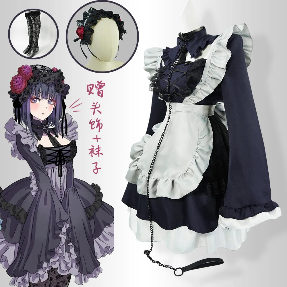 Fantasia Marin Kitagawa Cosplay Maid – Sono Bisque Doll | Vestido Lolita Kit Completo