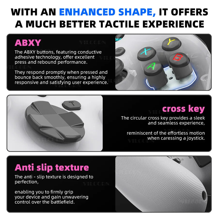 Controle Gamer VILCORN G6 Sem Fio Bluetooth – Joystick Hall Effect | iOS, Android, PC e Switch