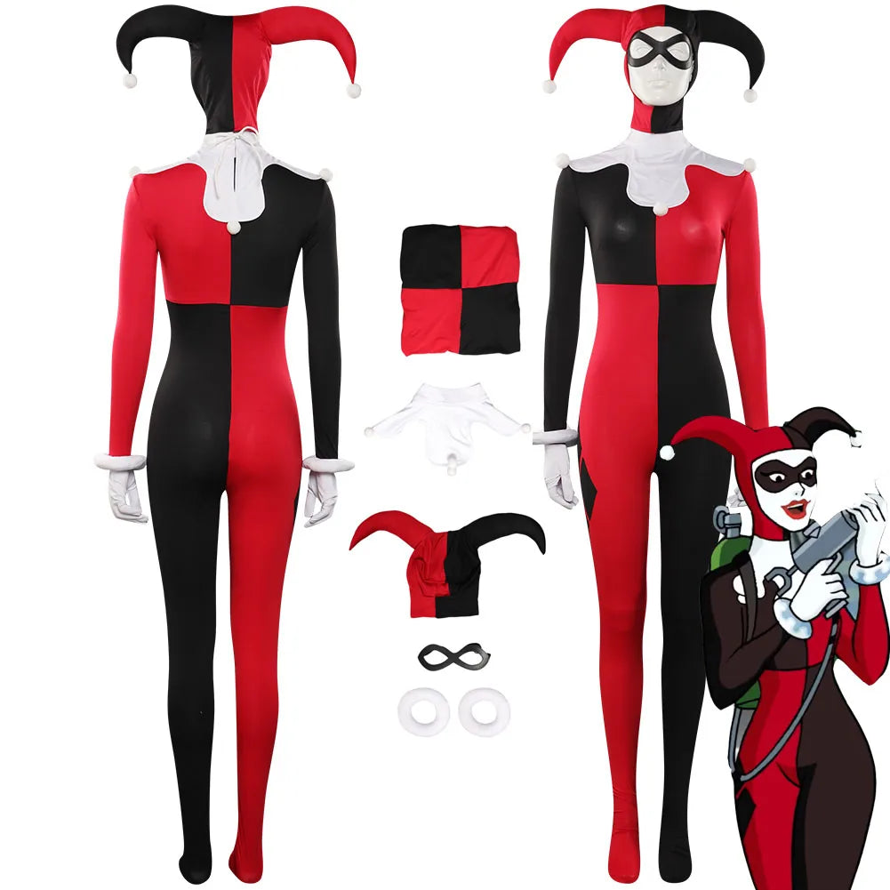 Fantasia Harley Quinn Cosplay – Macacão, Máscara e Acessórios | Halloween e Carnaval