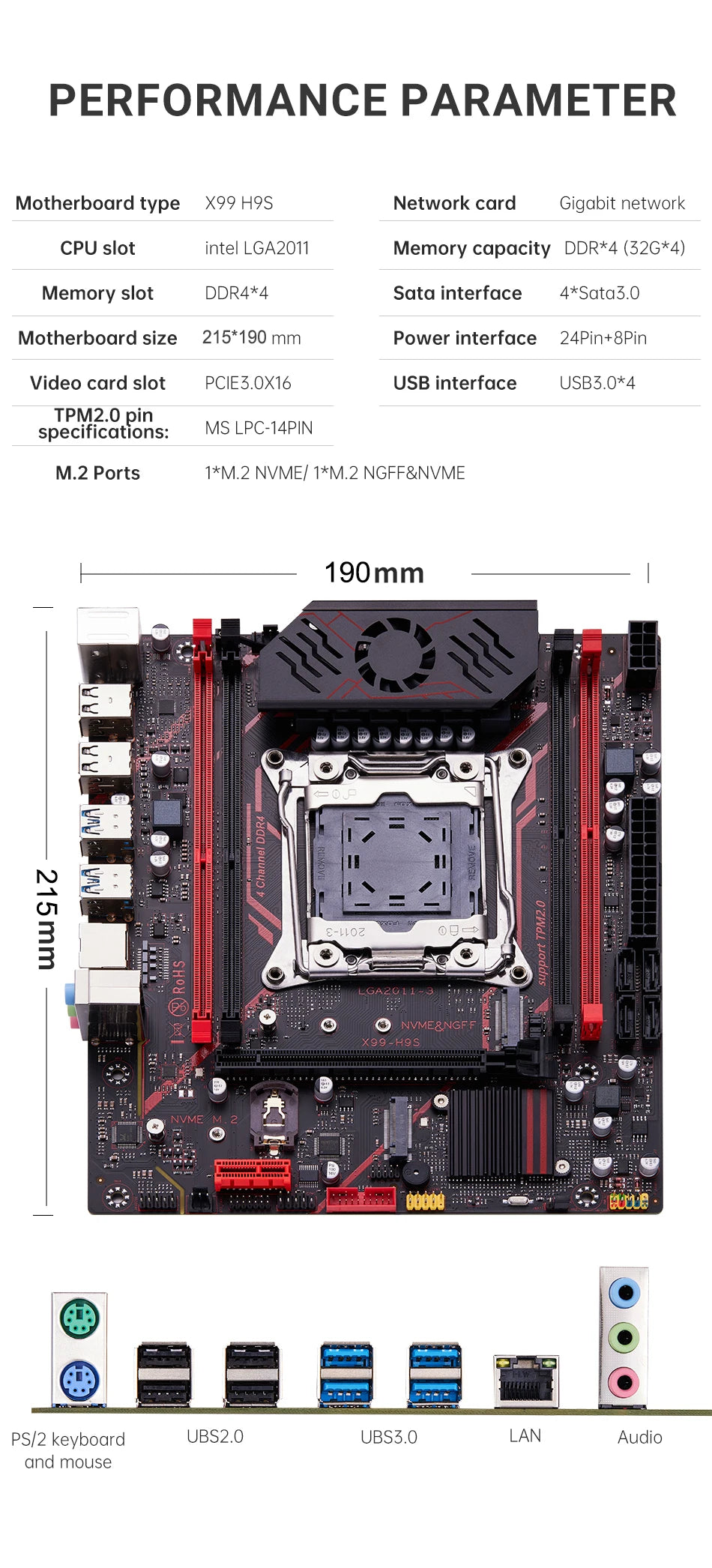 Kit Placa-Mãe QIYIDA X99 H9S com Xeon E5 2630 V4, DDR4 16GB, NVME M.2 e TPM 2.0