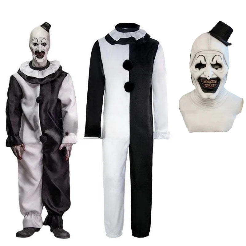 Fantasia Art The Clown Terrifier 2 – Macacão + Máscara de Látex para Halloween