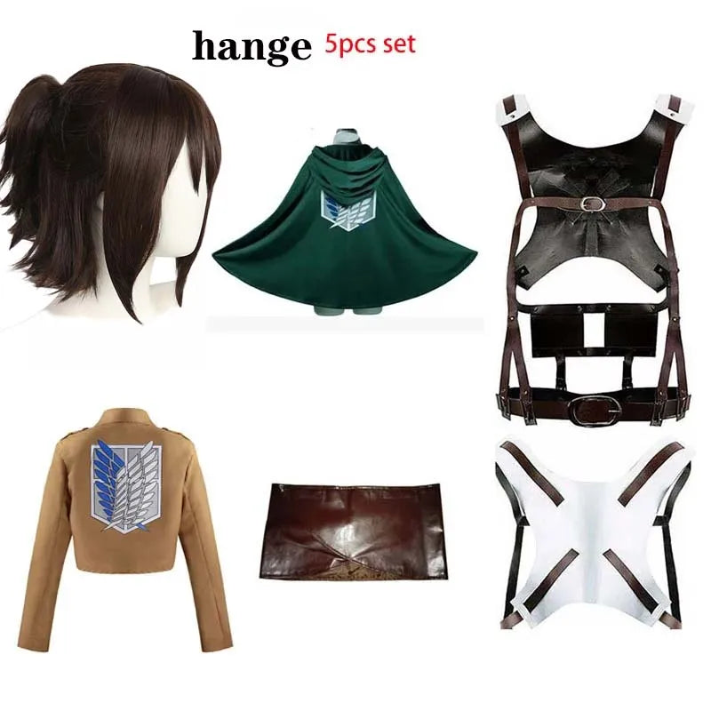 Fantasia Attack on Titan – Levi, Mikasa, Eren ou Hange | Kit Completo com Peruca