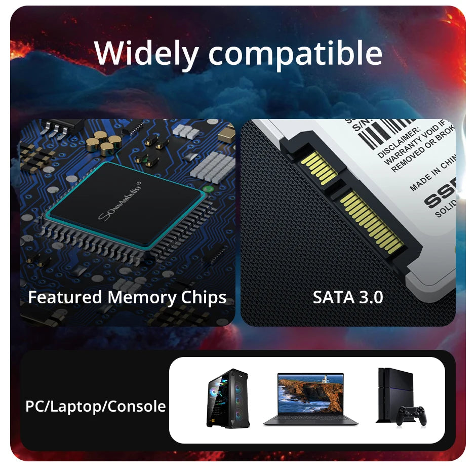 SSD SomnAmbulist 2.5" – Drive de Estado Sólido para Notebook e Desktop | SATA3 64GB 128GB 256GB 512GB
