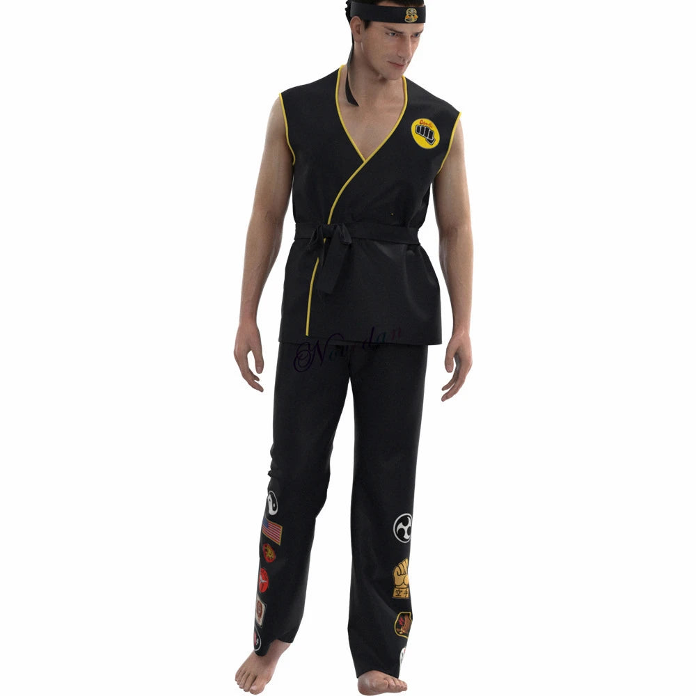 Fantasia Cobra Kai Cosplay – Karatê | Kimono Preto ou Branco para Crianças e Adultos