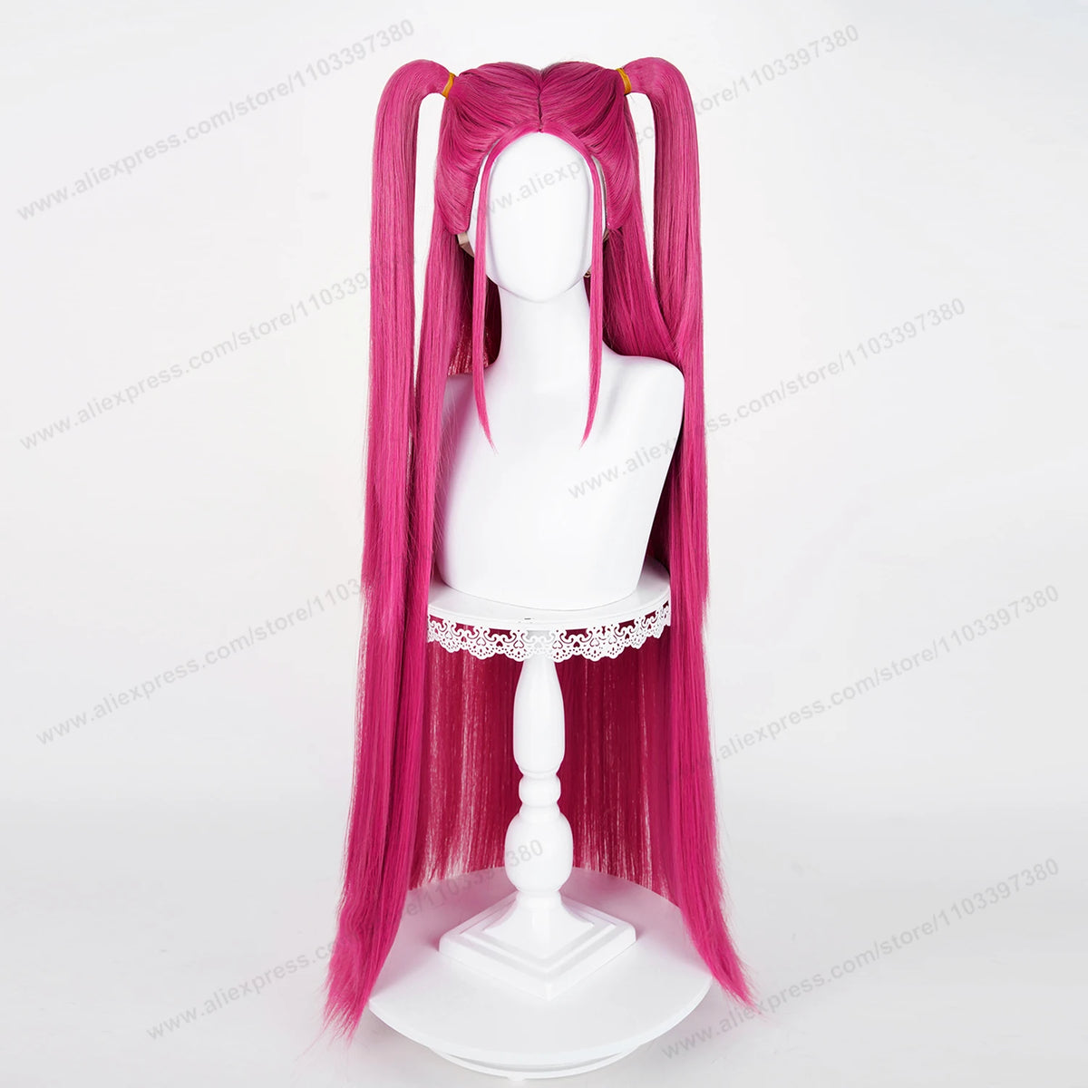 Peruca Cosplay Sintética Mira – 90cm Longa Vermelha Rosa | Resistente ao Calor