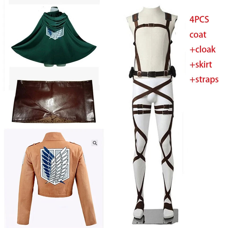 Fantasia Attack on Titan – Levi, Mikasa, Eren ou Hange | Kit Completo com Peruca