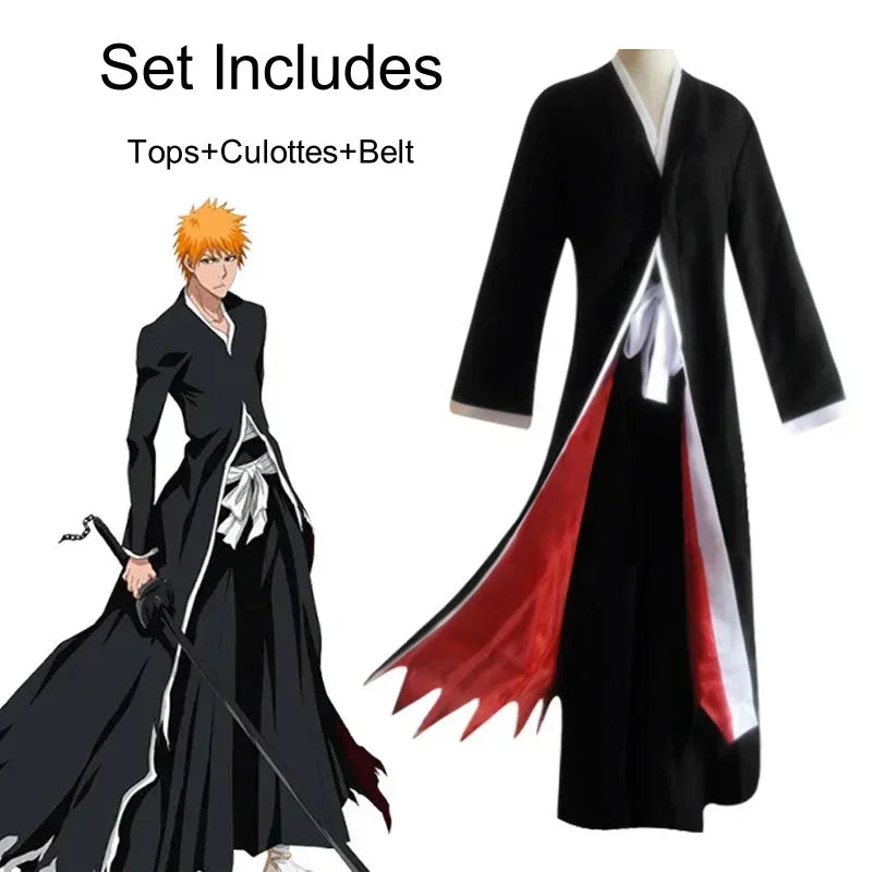 Fantasia Kurosaki Ichigo Cosplay – Bleach | Kimono Shinigami Mugetsu/Tensa Zangetsu